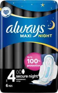 Higiēniskās paketes always ALWAYS CLASSIC NIGHT MAXI 6 — nakts maksi absorbējošas, 6 gab. iepakojums