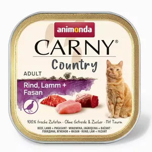 Wet cat food animonda Carny Country Beef Lamb Pheasant 100 g tray, adult, protein 10%, fat 6%, moisture 81%