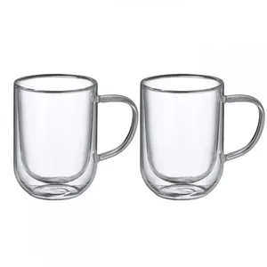 Dubultu sienu stikla krūze Ambition MIA 400 ml ar rokturi, boro-silikāta stikls, komplekts 2 gab.