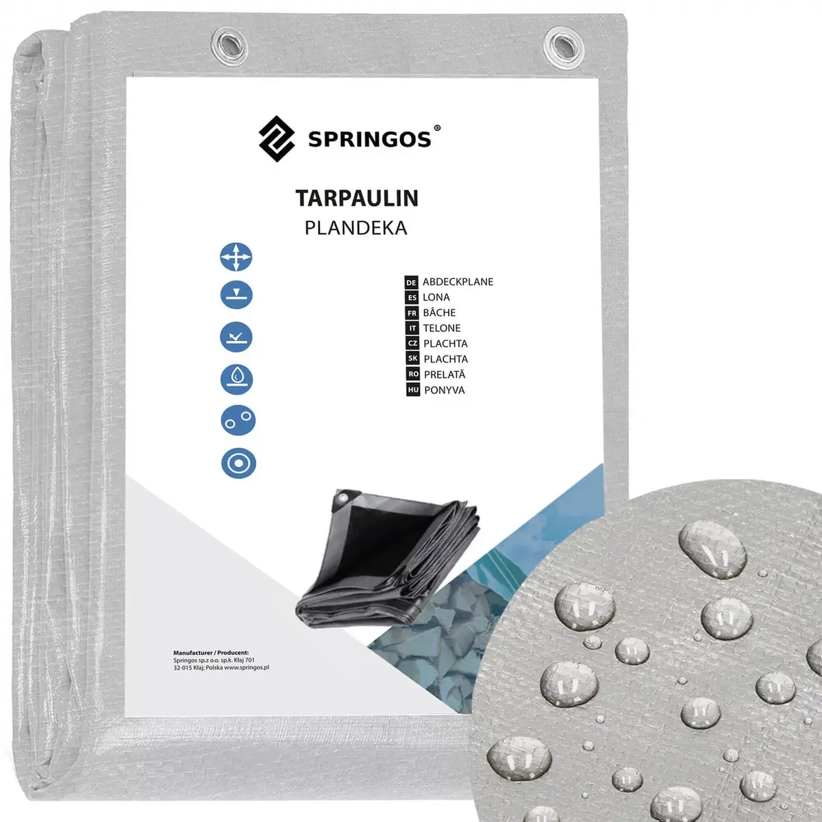 Tarpaulin Springos GA2150 2x3 m 210 g/m² Photo 8