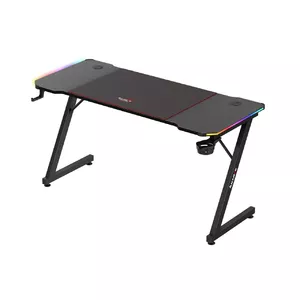 Игровой стол huzaro Hero 3.3 RGB — прямоугольная столешница 1400×600 мм, чёрный, LED-подсветка, подстаканник, держатель для наушников