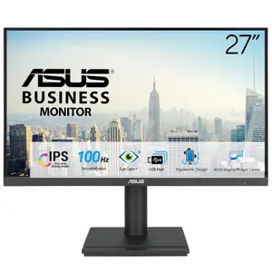 ASUS VA27DQFS 27-inch Full HD LCD Computer Monitor with 1920 x 1080 Resolution, 100Hz Refresh Rate, 1ms Response Time, IPS Panel, Built-in Speakers, USB Hub, VESA Mounting, and Height Adjustment in Black