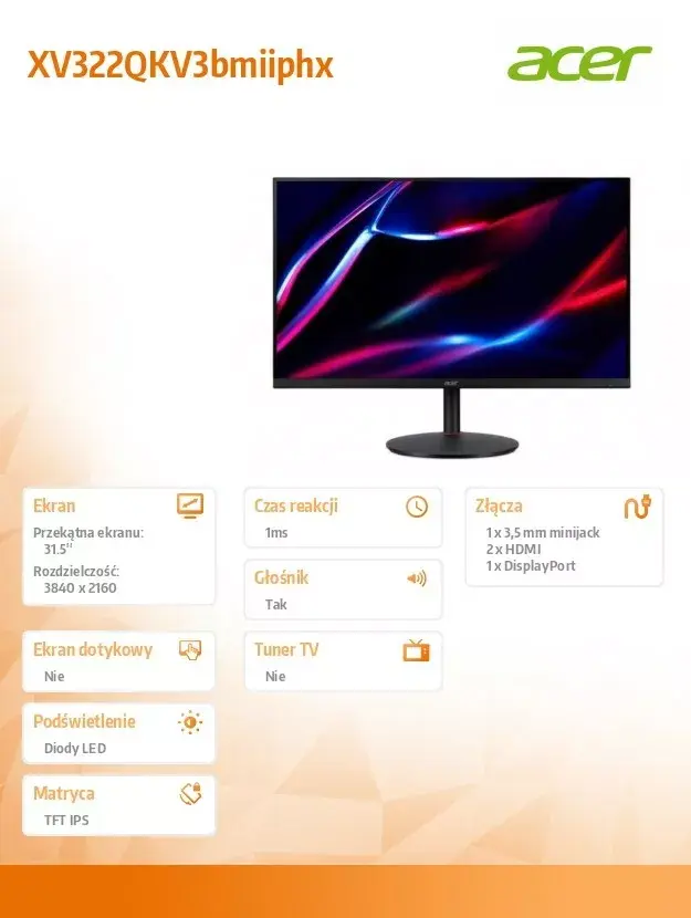 Монитор ACER Nitro XV322QKV3bmiiphx Photo 7