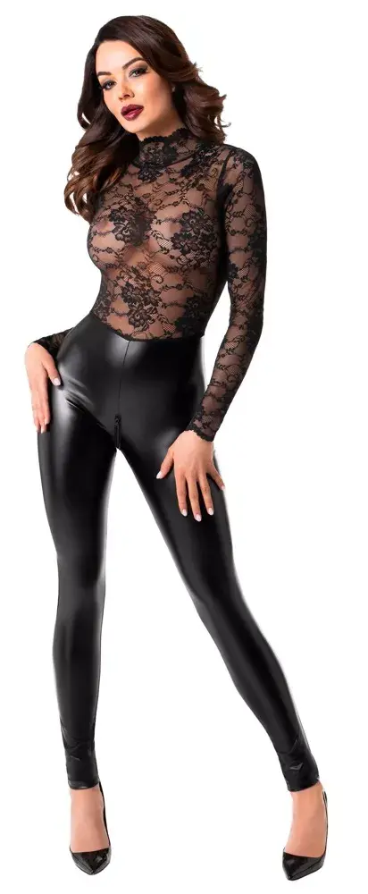 Noir Jumpsuit Bodie S — lace & powerwetlook catsuit Photo 2
