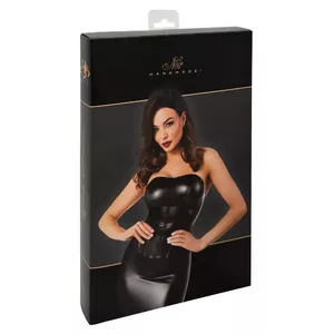 Corset top Noir Orgia Exclusive, size XL, black power wet look, full-length front zip, removable adjustable straps