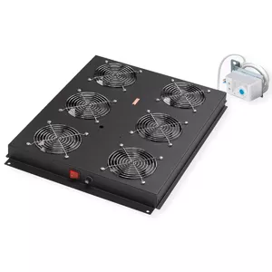 Cooling fan ROLINE 19-inch roof-mounted unit 6 fans Thermostat black