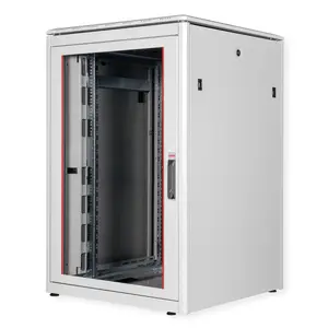Network cabinet ROLINE 19-inch Pro 22U, freestanding 800x800 mm, glass door, grey, 600 kg, IP20