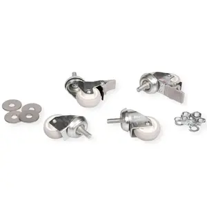 Swivel castors for wall housing ROLINE, steel housing, load 250 kg, pack of 4