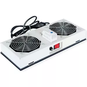 ROLINE fan unit 26.21.0019 — 2 fans for 19" wall-mount case, grey