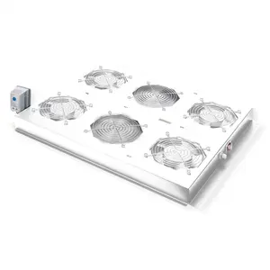 ROLINE 19-inch roof-mounted fan unit with thermostat, 4 fans, steel housing, grey