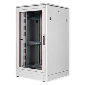 19-inch freestanding network cabinet ROLINE Pro 26U, 800x800 mm, glass door, grey, 600 kg