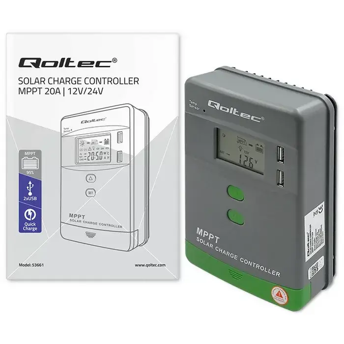 QOLTEC MPPT 20A 12V/24V lādētāja kontrolieris Photo 7
