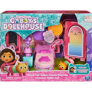 Leļļu namiņa istaba POLLY_POCKET Sweet Dreams Bedroom ar Pillow Cat figūru, 3 aksesuāri, 3 mēbeles, 3+