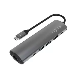 USB-C centrmezgls FIXED FIXHU-P-GR — 6 portu centrmezgls pie klēpjdatoriem un planšetēm, USB-C savienojums