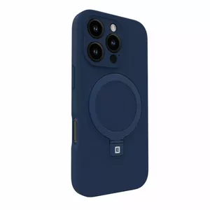 Mīksta silikona vāciņš Soft-Touch Evelatus priekš Apple iPhone 16 Pro — tumši zils, MagSafe, statīvs