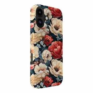 Slim Shell Case Evelatus for iPhone 16 with MagSafe, customized flower red print