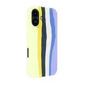 Silicone Case Evelatus for iPhone 16 Multi-Colored MagSafe — Crimson/White