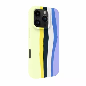 Silicone Case Evelatus for iPhone 16 Pro — Multi-Colored MagSafe, Ceramic White