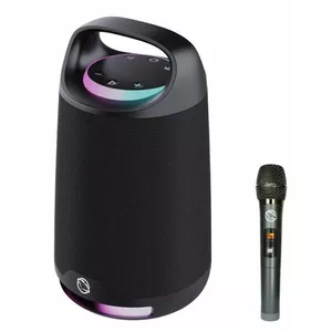 Портативная колонка MANTA SPK330B Otus — Bluetooth, караоке, TWS, SUPERBASS, микрофон, USB-C (19×19×33.2 см)