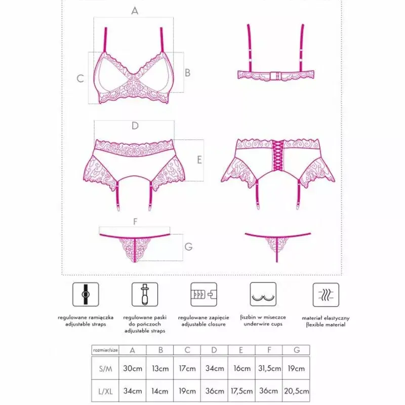 Бюстгальтер Трусики Пояс LIVCO CORSETTI FASHION S/M NAHIR LC 20214 Photo 4