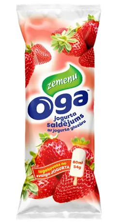 Oga Zemeņu jogurta saldējums jogurta glazūrā