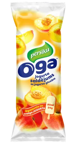 Oga Persiku jogurta saldējums jogurta glazūrā