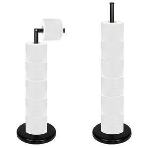 Springos TS0002 Toilet Paper Holder, Metal Stand, Black