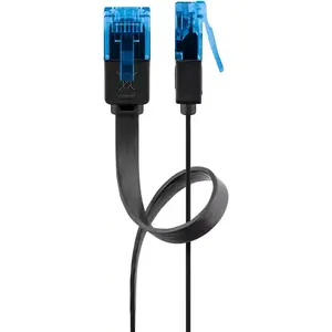 Flat Patch Cable Cat6A U/UTP 5 m, GOOBAY – RJ-45 to RJ-45, black