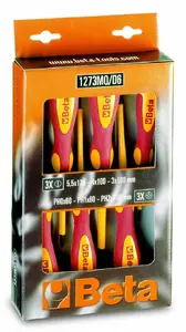 Beta 1273MQ-D6 Insulated Screwdriver Set, 6 Pieces, 1000V