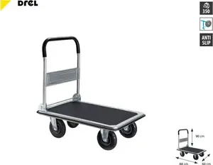 Condor 4-Wheel Warehouse Trolley Platform 90x60 cm with 300 kg Capacity and Inflatable Wheels