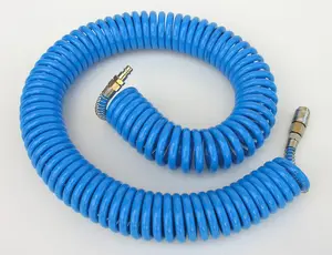 Spiral pneumatic hose 8×12 mm, 10 m, polyurethane with fittings — Adler