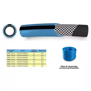 Gaisa kompresora šļūtene POLIX P430WP1W125060 12,5 mm diametrs, 50 m garums, 4 slāņu konstrukcija
