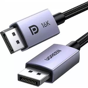 DisplayPort kabelis UGREEN 2 m sudraba — DisplayPort 1.4, 2 m garums, sudraba apvalks