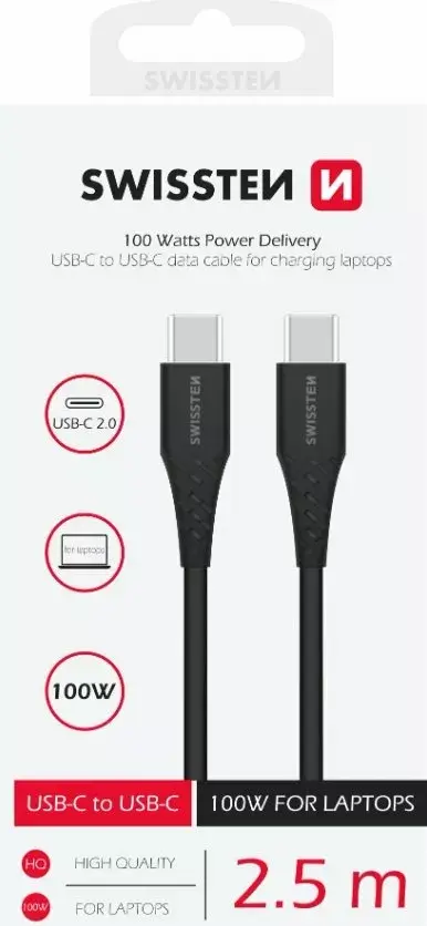 SWISSTEN USB-C PD 5A 100W cable 2.5 m Photo 3