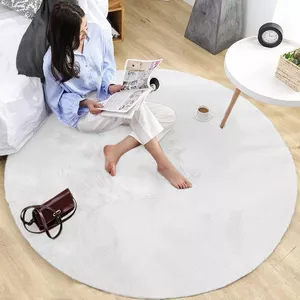 Round rug Strado Rabbit 150×150 cm White — Strado circular area rug 150 x 150 cm
