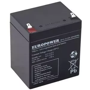 Lead-acid AGM battery europower EUROPOWER EP Series 12V 5Ah T1, maintenance-free, service life 6–9 years