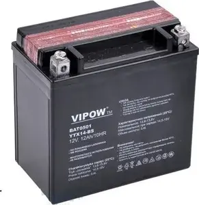 Motocikla akumulators VIPOW Type MC 12V 12Ah — 12 V, 12 Ah