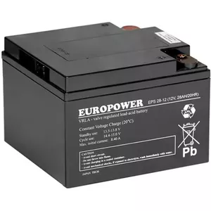 Rechargeable AGM Battery europower EPS Series 12V 28Ah — Sealed VRLA, Long Life 8–12 Years