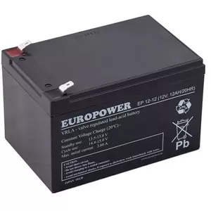 Герметичный AGM аккумулятор Europower EP series 12V 12Ah, необслуживаемый, срок службы 6–9 лет
