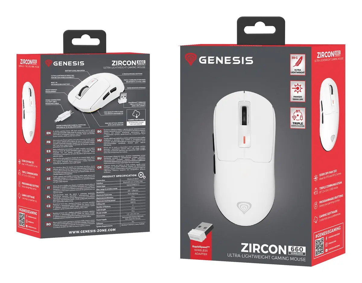 Genesis Zircon 660 White Wireless Gaming Mouse Photo 21