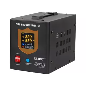 KEMOT PROsinus-500 nepārtrauktās barošanas avots, 12V uz 230V, 500VA/300W, tīra sinusoidālā viļņa pārveidotājs