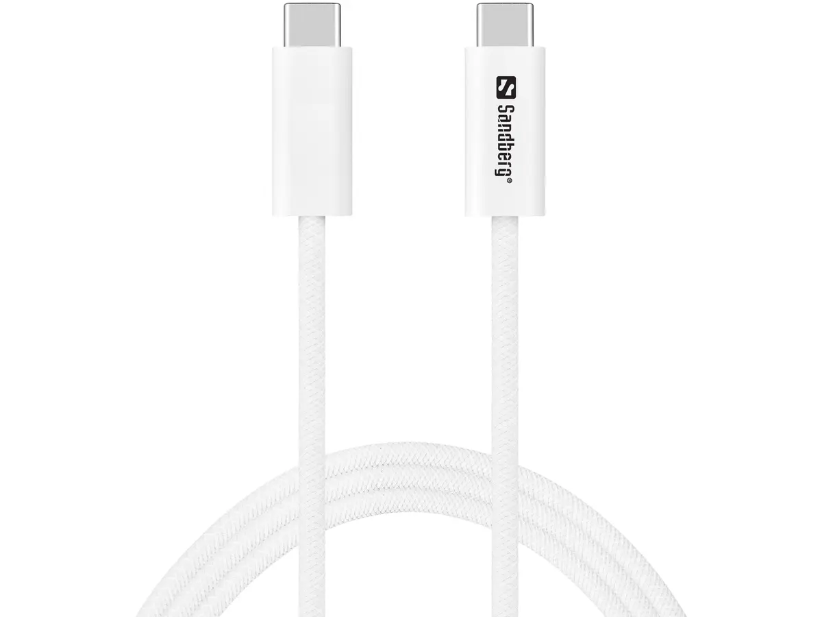 Balts Sandberg USB-CC USB4 240W+40Gbps kabelis