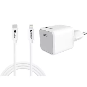 AC Charger Sandberg 20W USB-C +Lightning 1M Fast Charging White