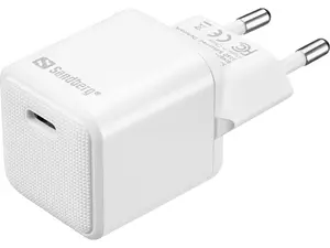 Sandberg USB-C AC Charger PD20W SAVER Universal Indoor Power Adapter with Power Delivery and Overload Protection in White