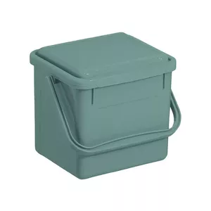 Waste sorting container rotho Green 4.5 l — compact technopolymer recycling bin with hanger hole