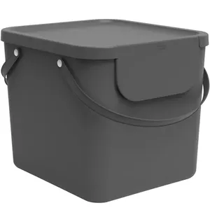 Rotho Albula rectangular plastic waste container 40 L, anthracite, technopolymer, 400×358×340 mm