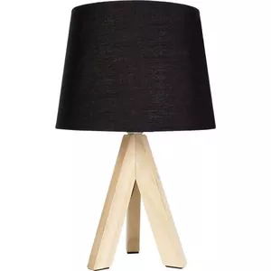 Table lamp Ambiance Y03000050 — black wooden base with fabric lampshade, 30×14 cm
