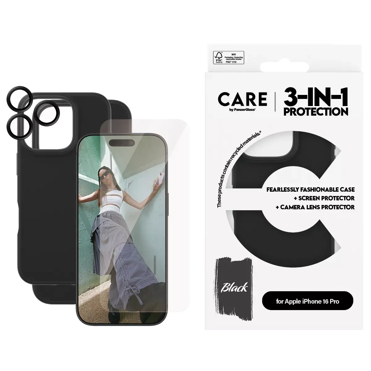 3-in-1 Bundle PanzerGlass CARE by Fashion iPhone 16 Pro Photo 2