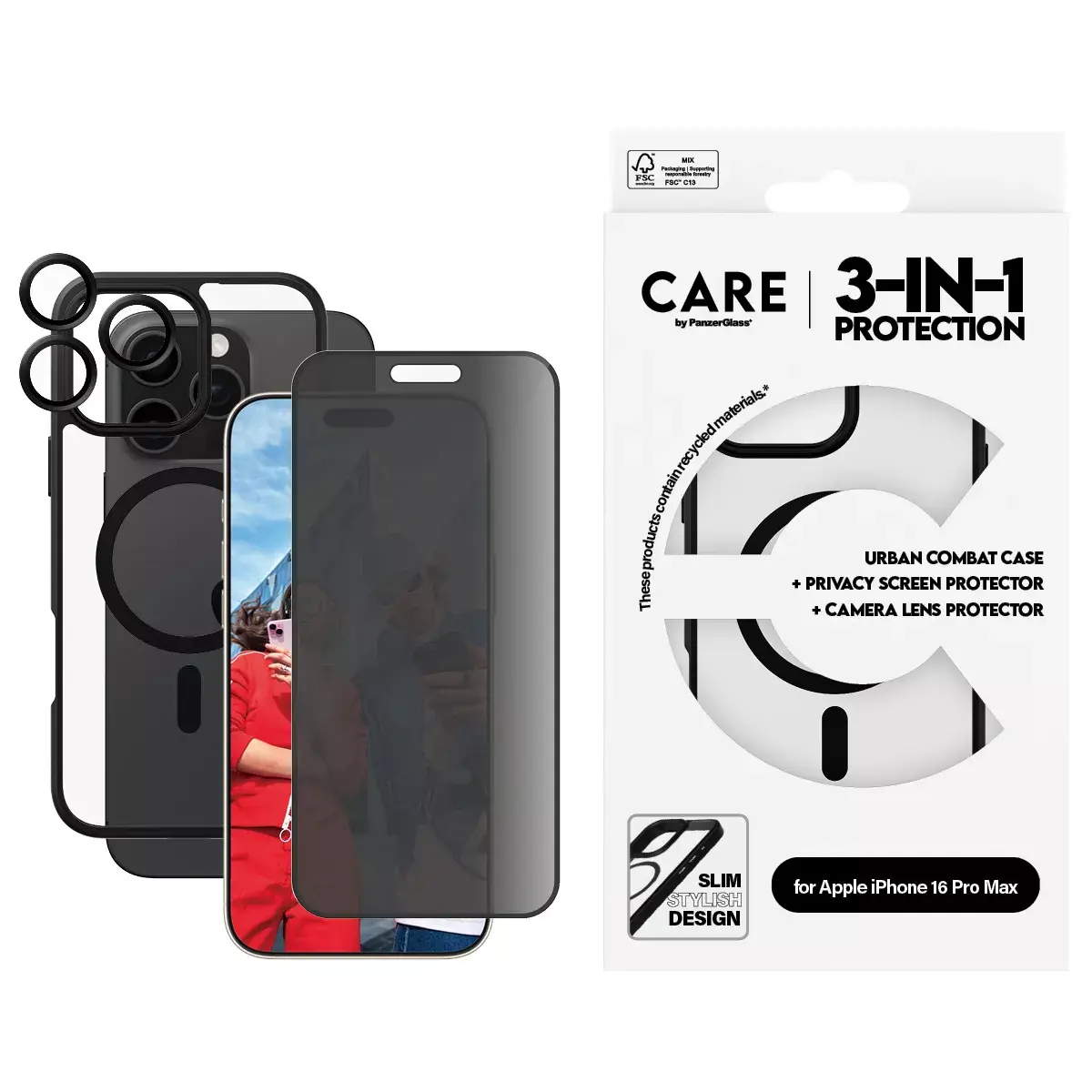 3-в-1 Privacy Bundle PanzerGlass iPhone 16 Pro Max Photo 2