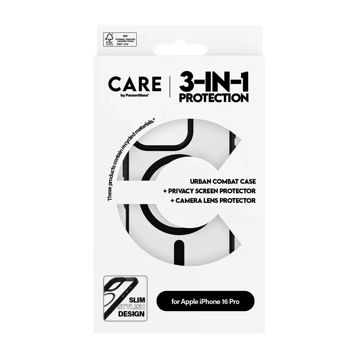 PanzerGlass CARE Flagship 3‑в‑1 Privacy для iPhone 16 Pro Photo 3